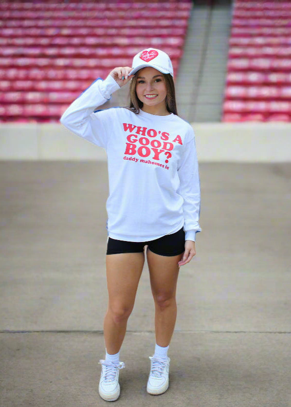 Unisex Who’s a Good Boy? Long Sleeve Tee – Mahomes Fan Favorite