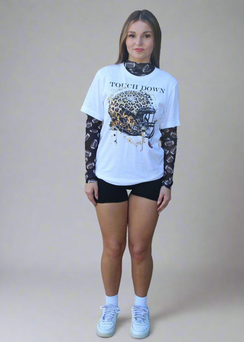 Wild Game Touchdown Tee – Leopard Luxe Helmet