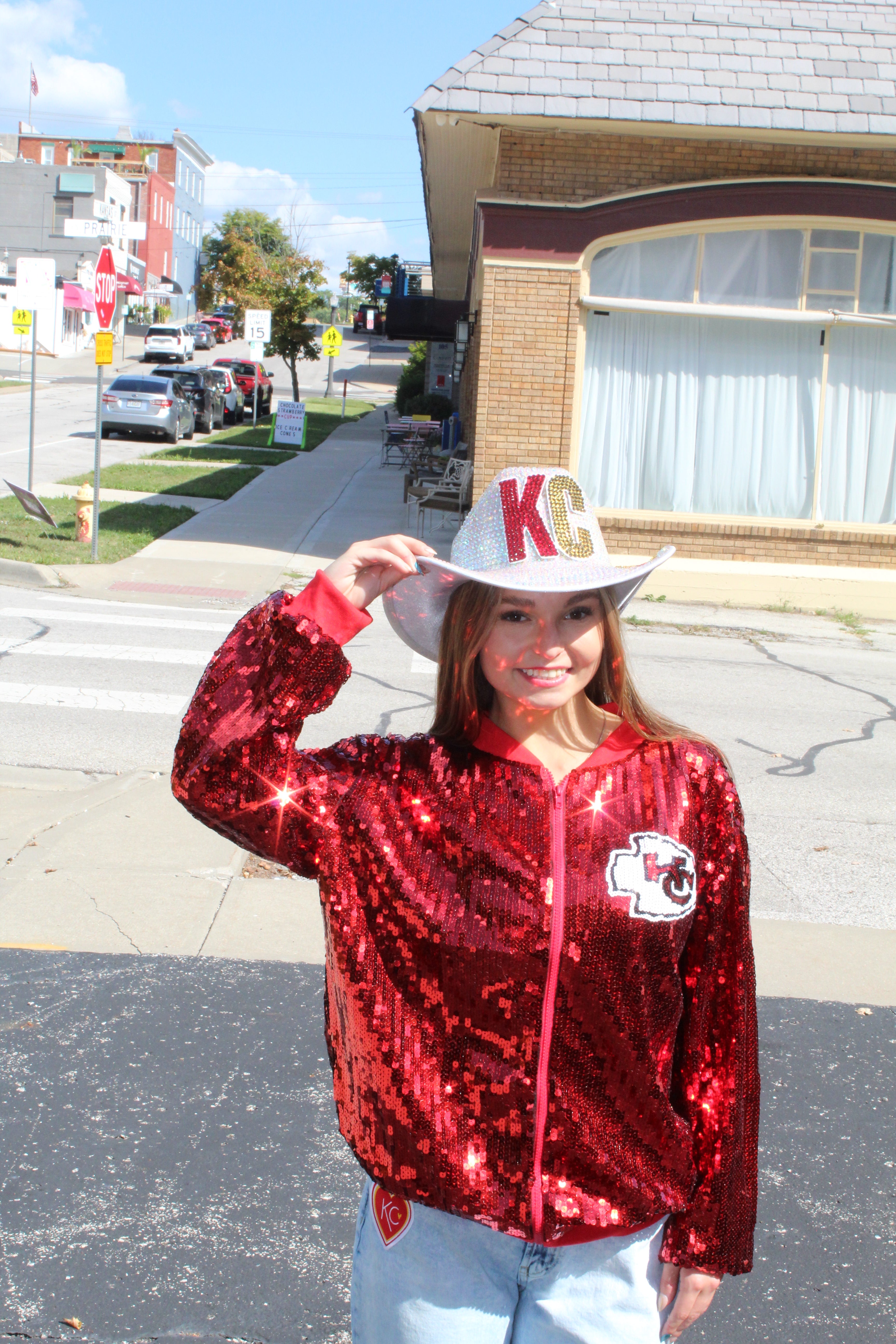 Kingdom Sparkle Bomber – Red Sequin Luxe Jacket