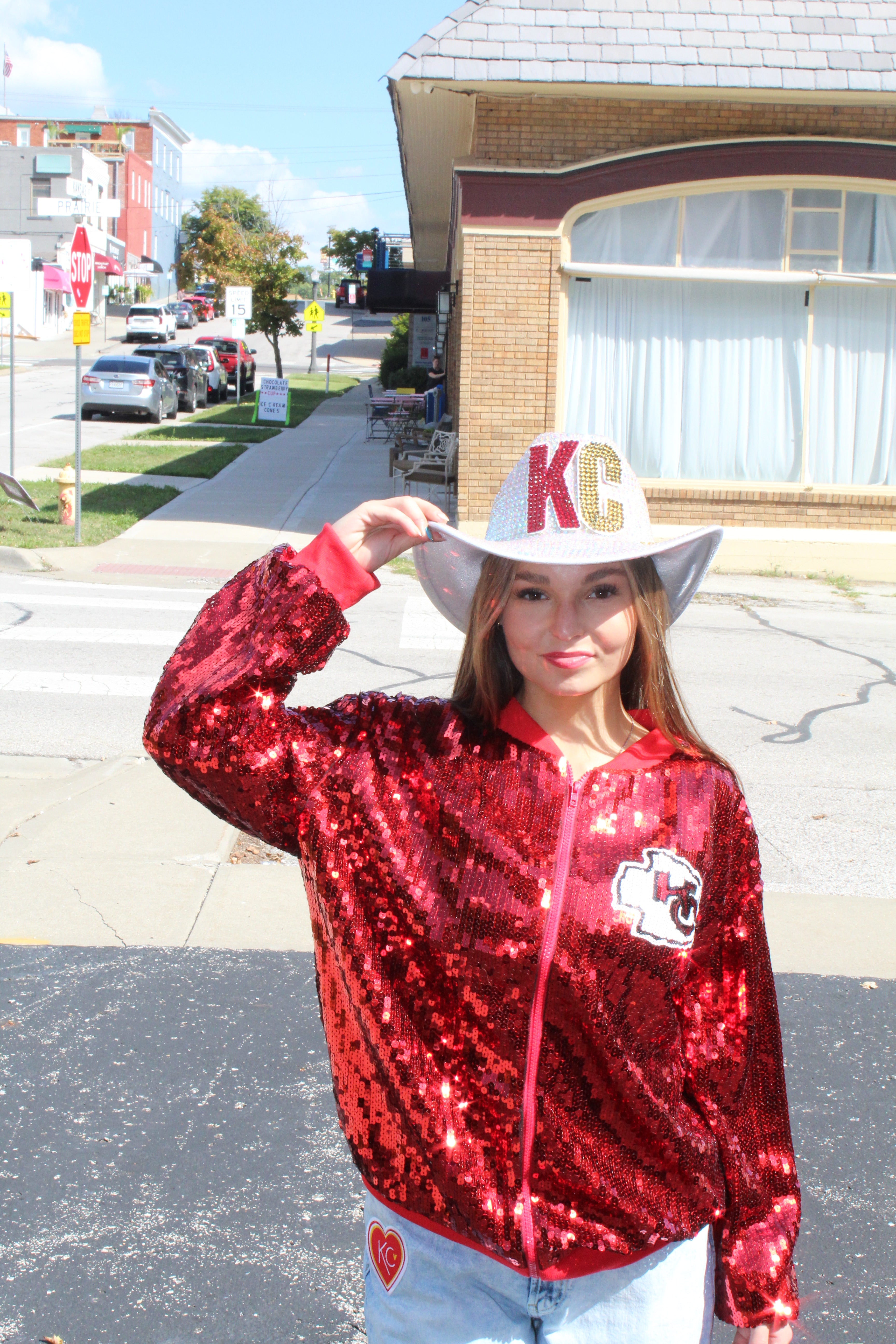 Kingdom Sparkle Bomber – Red Sequin Luxe Jacket