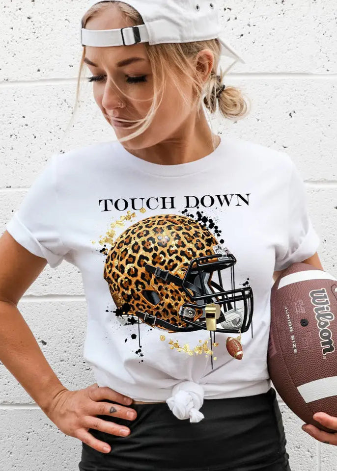 Wild Game Touchdown Tee – Leopard Luxe Helmet