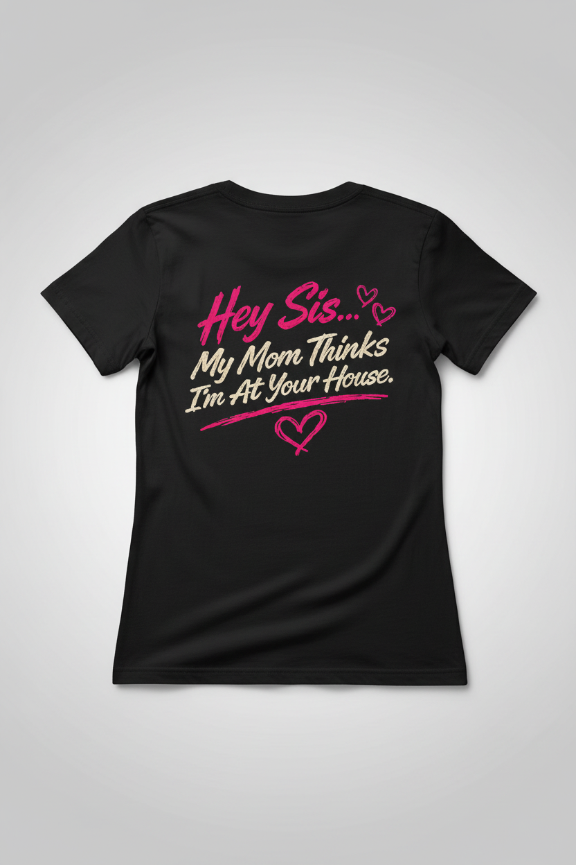 Hey Sis - Back of Black Shirt Transparent